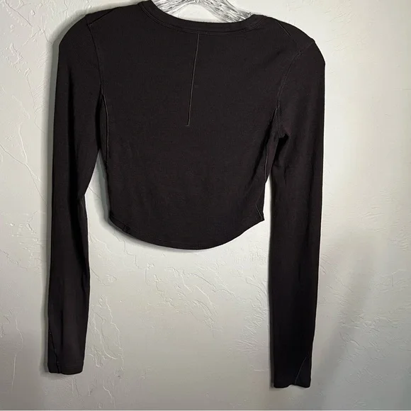 Lululemon Hold Tight Chocolate Brown Long Sleeve Modal Blend Crop Top - Picture 9 of 11
